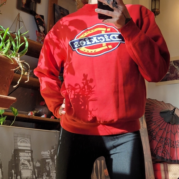 Dickies Y2k Red Crewneck Sweatshirt Horseshoe Logo - S - Picture 3 of 8